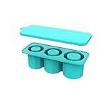 Iskubbricka Silikon Iskubmaskin med lock for att göra 3 ihåliga cylindriga iskubsformar Köksverktyg (Color : Blue)