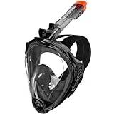 Aqua Speed Drift vuxna 180° panorama helansikte snorkelmask mikrofiberhandduk | dykmask med snorkel | vikbar | hållare för actionkamera, storlekar: S – M, färger: svart