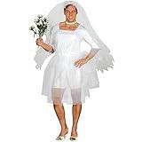 FIESTAS GUIRCA maskeraddräkt för brud för män - rolig manlig brud och herrkläder inkl. Bröllopsklänning & slöja - möhippa svensexa svensexa fin klänning män storlek XL 44-46