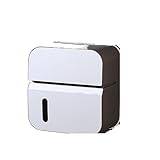 IJNHYTG Toalettpappershållare Paper towel box double layer waterproof toilet shelf wall mounted roll paper drawer white toilet paper holder paper towel holder (Color : Gray)
