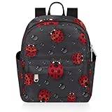 Röd nyckelpiga dam ryggsäck för kvinnor flickor barn, nyckelpiga söt liten ryggsäck reseryggsäck axel vardagsväska handväska väska, Färg, 6.3L