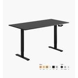Höj- & sänkbart bord, vev, svart stativ, svart skiva, 100x70 cm