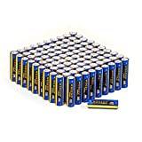 Iris Ohyama AAA alkaliska batterier (100-pack), 1,5 V, 1250 mAh, långvarig kraft, 10 års hållbarhet - Dry Cell Battery LR03-AAA - Gul