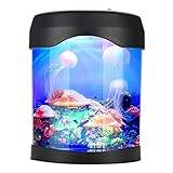 Mini Fish Tank, LED Aquarium, Desktop Tank USB Aquarium Light Skrivbord Mini Fish Tank Humör LED-belysning Färgskiftande Nattlampa, 26 * 22 * 13