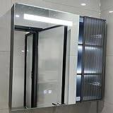 badrumsskåp, 91 x 60 cm modernt badrum LED-väggskåp med ljus ljusstyrka justerbar anti-dimma sminkspegel vattentätt medicinskåp med förvaringsutrymme aluminium (färg: A, storlek 7