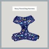 Navy And Pink Floral Dog Harness