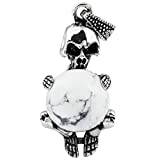 Vintage Skull Skeleton Hold Stone Ball Charms Pendant Fit Halsband Healing Smycken-Vit turkos