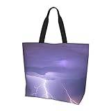 Lightning Storm kvinnors axelshoppingväska, lämplig för daglig resa shopping, handväska artiklar förvaring, Svart, One Size