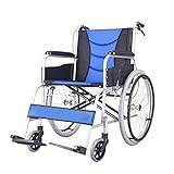 Self Propelled Lightweight Aluminium with Folding Frame Ergonomic Ultra Lightweight Wheelchair for Physically Impaired Handicapped and Elderly Users (Color : Blue)
