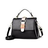 VIDENG Handväskor för kvinnor Classic Luxury Handbags Women Bags Designer Brand Famous High Quality Pu Leather Shoulder Crossbody Flap (Color : Schwarz)