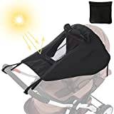 TOPJOWGA Solsegel. Barnvagn, universellt solsegel för barnvagnar med UV-skydd 50+, justerbar barnvagn, solskydd med fönster och sidovingar, UV-skydd för buggy (svart)
