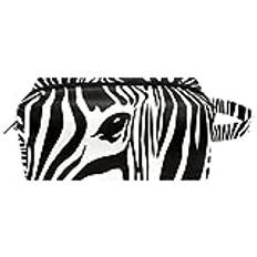 Resesminkväska PU-läder,Animal Stripe Black Zebra,Kosmetisk väska Organizer Vattentät sminkpåse för kvinnor