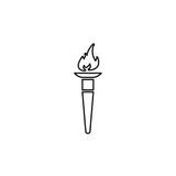 Olympic Torch flame line icon black