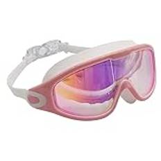 shenruifa Simglasögon, dyksimglasögon, färgade pläterade, för vuxna, stor ram, HD-simglasögon med öronproppar (rosa)