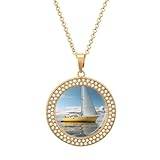 Ocean Sailing in A Yacht damhalsband justerbar längd hänge mode smycken för mamma fru flickvän gåva