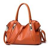 Läderhandväska ，Leisure Dam Portfölj Laptop Tote Bag Vintage Läder Handväskor Axel Work Portmonnäer (Färg: Orange)