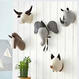 Hem plysch leksak djurhuvud hängande hängande väggmålning vardagsrum sovrums 3d bakgrund dekoration - Beige dinosaur