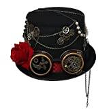 COSDREAMER Unisex gotiska steampunk-cylinderhattar, halloween, festslöja, fjäderhatt (60 cm, svart B)