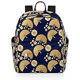 Golden Fans Körsbärsblommor mini ryggsäck handväska för kvinnor, japansk stil liten mode dagväska lätt, söt vardaglig resväska, Gyllene fans körsbärsblommor, 8.26(L) X 4.72(W) X 9.84(H) inch,