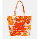 Etro Pegaso leather-trimmed tote bag - orange - One size fits all