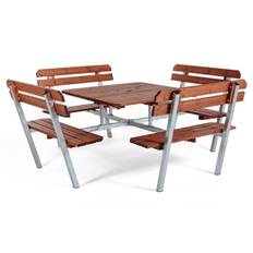 Picknickbord Quattro, LxBxH 2200x2200x950 mm, brun/galvaniserad