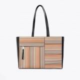 - Signature Stripe Leather Tote Bag