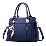 FGUUTYM Damer handväskor damer plånbok Satchel axelväskor rymligt mode bärkasse läderväska shoppingvagn väskor hängande, blå, Einheitsgröße