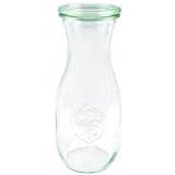 Väsk juiceflaska 1 l (högklassig engångsväska, engångsglas med glaslock; lämplig för vätskor; värmebeständig; mikrougnsmönstrade; rundglas) 766, 6 stycken