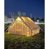 Extra stort uppblåsbart campingtält, 6㎡/12㎡ Glamping-tält Enkel installation 4-säsongs vindtätt utomhustält i bomull/Oxford-tyg med nätfönster och pump