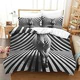 MEFESE Abstrakt linje zebra 3 st påslakan sängset, 3D-tryck sängkläder set, mjukt täcke skydd med blixtlåsstängning, påslakan med örngott för pojkar flickor barn ungdom tonåringar super kung (260 x