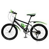 Aohuada Premium mountainbike i 20 tums cykel, barncykel 6 växlar barn MTB barncykel för flickor pojkar barncykel, klämbroms och broms, grön