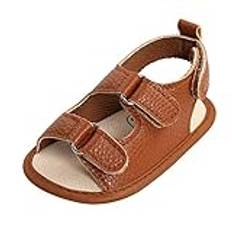 Badsandaler barn mjuka skor enkla halkfria platta sandaler baby gå flicka gummi baby skor sandaler barn 27, BRUN, 6-12 Monate