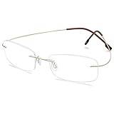 KOOSUFA Båglösa läsglasögon män kvinnor ultralätta titan ramlösa läsglasögon läshjälp arbetsplatsglasögon anti-trötthet glasögon med styrka 1,0 1,5 2,0 2,5 3,0 3,5 4,0, Guld, M