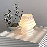 Swirl Mushroom Lamp, genomskinligt glas bord sänglampor Italiensk stil Modern randig skrivbordslampa för heminredning av matsal, vardagsrum, arbetsrum