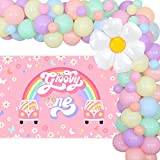 One Groovy födelsedagsdekorationer flicka tusensköna blomma pastell macaron ballong girlang kit – hippie 1:a födelsedagsfest dekorationer en groovy regnbåge bakgrund för flickor 1:a födelsedagen baby shower fest dekor