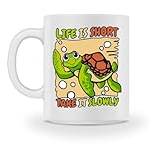 Life Is Short Take It Slowly jättesköldpadda sköldpadda – kopp -M-vit