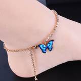 Kvinnor Elegant Multicolor legering Butterfly hänge Armband Anklet Smycken Present