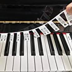 Pianoklistermärken för Nybörjare, Klaviaturklistermärken i Full Storlek 88 Tangenter Silikon du Behöver Inte Fästa Återanvändbara och Avtagbara Piano Keyboard Stickers med Box, Svart
