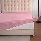 Soifox Jersey varma resårlakan 90 x 200 cm till 100 x 200 cm, 2-pack plysch fleece, sammetslen, mjuk, mysig fluffig kashmirtouch, lakan för resårsäng bäddmadrass madrass rosa med elastiskt band