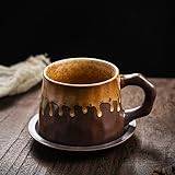 Retro keramiska kaffekoppar och fat uppsättning med kreativa koppar japansk grov keramik mugg hemkonst muggar (H)