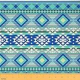 Västerländsk klädsel tyg 5 meter (L460 x B 150 cm) rustikt randigt sydvästligt tyg av The Yard blå lila röd vattentätt utomhustyg tribal indianmönster gör-det-själv klädseltyg