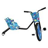 Drift Trike Driftscooter 360 grader, 3-hjuls cykel, pedal, gokart för barn, uppåtvänd leksak för barn från 6 år, småbarn, stort hjul på trehjuling (blånummer)