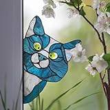 Funny Cat Decor - Peeping Cat, Funny Window Corner Decor, Funny fönsterhörndekor i målat glas, Cat Sticker, Lovely Unique Cat Suncatcher (Color : F)