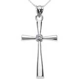 Diamond Cross Necklace in 9ct White Gold