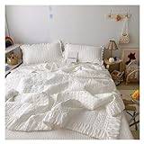 Korean Ruffles Quilted Summer Blanket Princess Pleated Solid Queen Quilts Soft Skin-friendly Thin Comforter Set or Single Quilt,Set med täcke