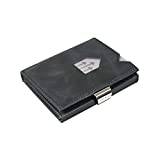 EXENTRI Premium läderplånbok för män – RFID-blockering smal plånbok med rostfritt stål låsklämma och snabbåtkomstfönster