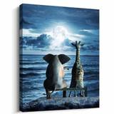 SHEIN 1pcs Canvas Wall Art For Bedroom Wall Decor For Living Room Modern Family Bathroom Canvas Art Animal Elephant Abstract Pictures Blue Ocean Wall Artwor