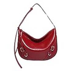 Vintage damaxelväskor, handväskor, messengerväskor, Crescent Hobo-väskor, Crossbody-väskor for kvinnor (Color : Red)