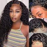 BLISSHAIR 13" X 4" X 1" spets framsida kinky curl wigs keps brasiliansk peruk bob wig mänskligt hår hår dam naturlig brasiliansk 180 % densitet (16 tum)