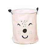 jonam Tvättkorg Laundry Basket Cotton And Linen Waterproof Folding Storage Basket With Handle Clothes Portable Glove Box (Color : White)